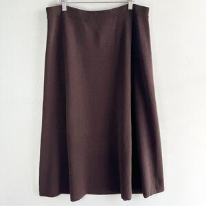 Eileen Fisher Italian Wool Knit A-Line Pull On Skirt Plus Size 1X Brown *FLAW*